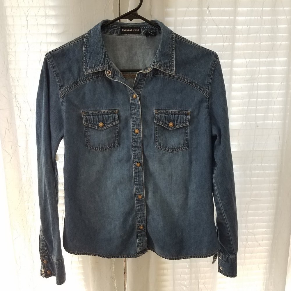 Express Jeans denim button up shirt L